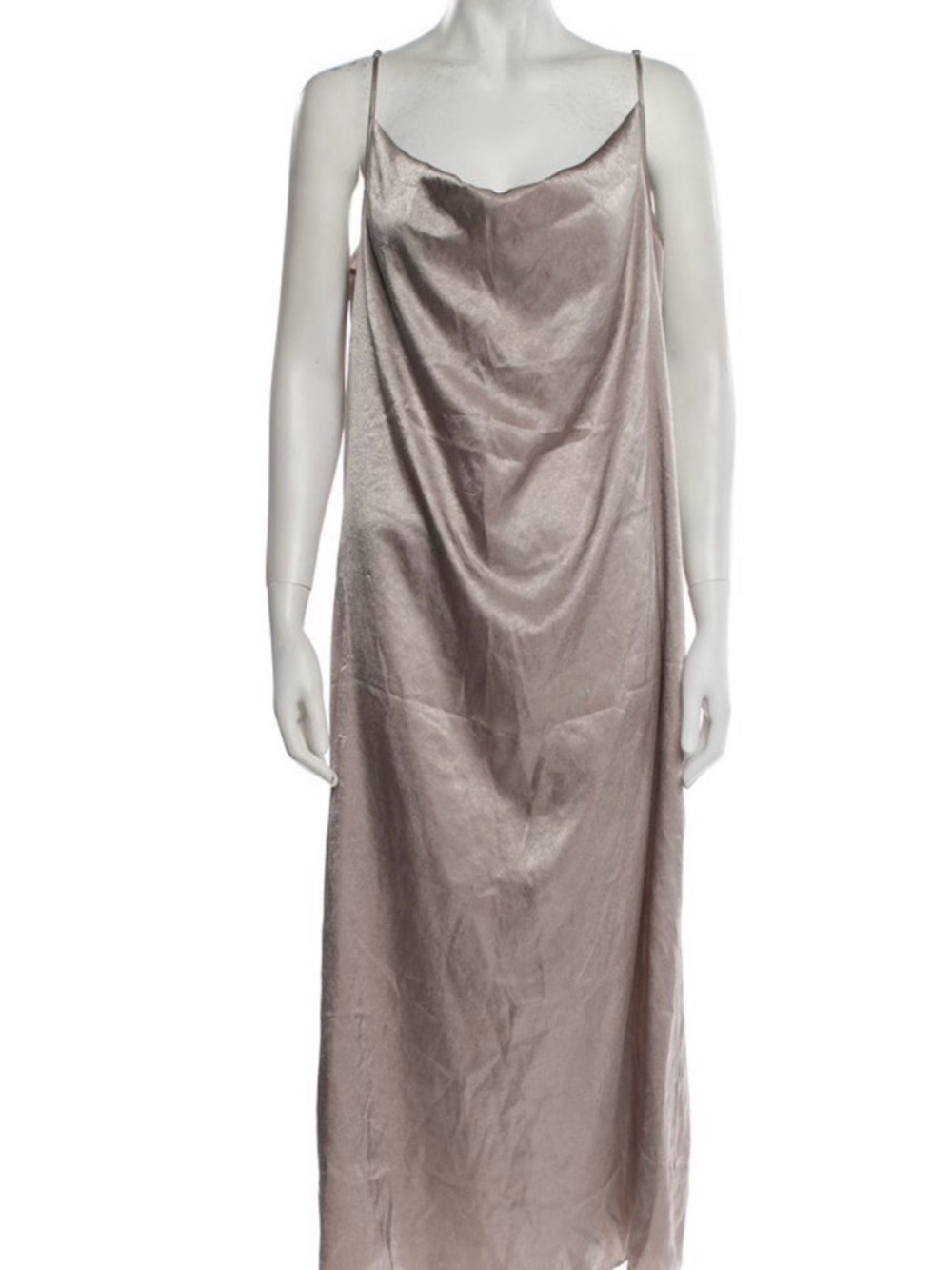 MaxMara Shimmery Taupe Satin Cowl Slip Dress